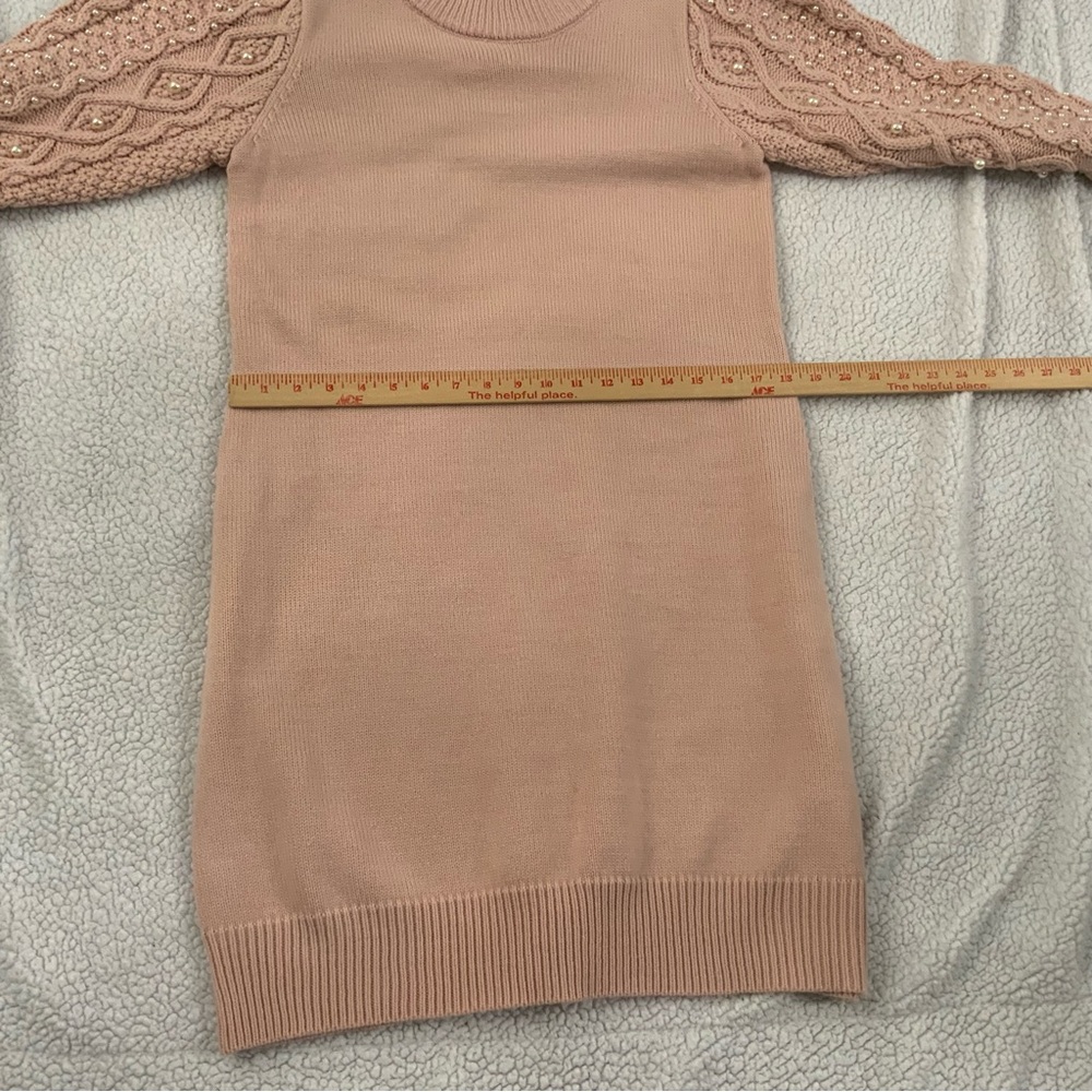 Eliza J Faux Pearl Knit Sweater Dress Size Large Blush Pink Classic Preppy New - Picture 5 of 11